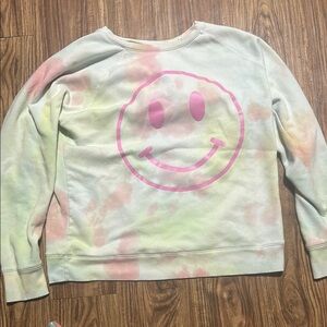 Pastel Tie-Dye Sweatshirt with Pink Smiley